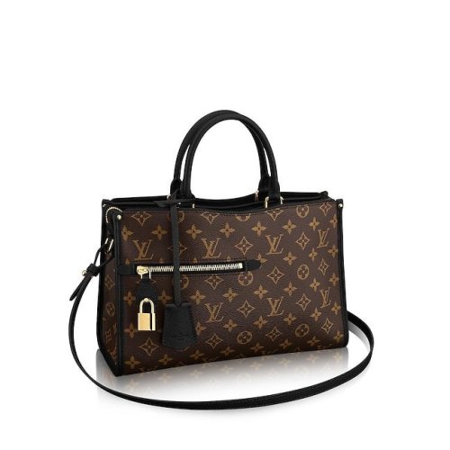 louis vuitton/路易威登 女士经典黑色老花monogram帆布/配皮 popin