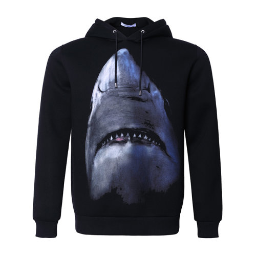 givenchy/纪梵希 男卫衣 休闲时尚 黑色鲨鱼印花图案长袖连帽卫衣 gv1