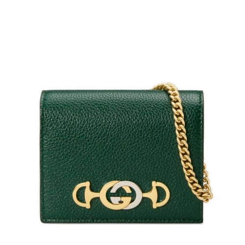 【满2000返500】gucci/古驰 19春夏zumi系列女士粒面皮革链条卡包(3色