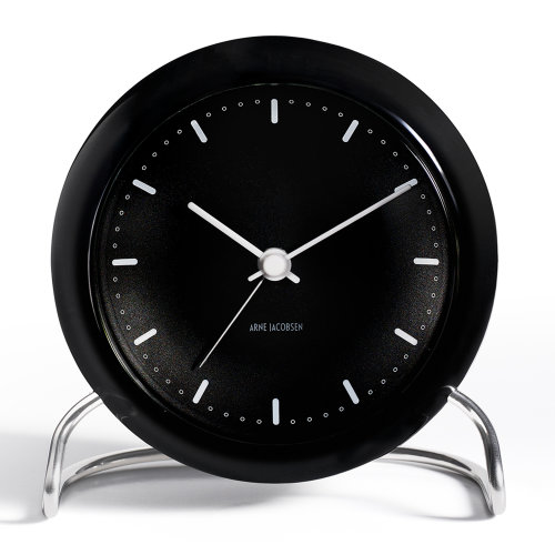 arne jacobsen city hall系列 黑色座枱闹钟 43673