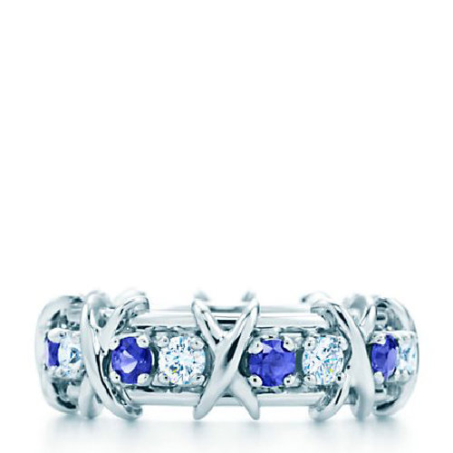 (蒂芙尼)sixteen stone 铂金镶蓝宝石和钻石戒指grp02194