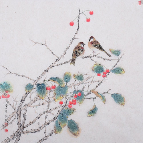 杜兰欣《红果》传统水墨 工笔花鸟