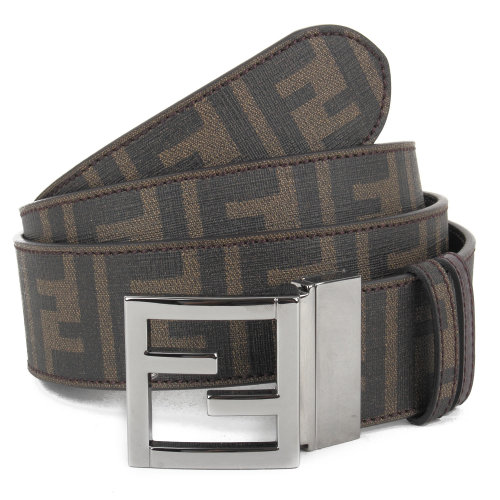 fendi/芬迪 男士咖啡色logo装饰真皮腰带 120cm