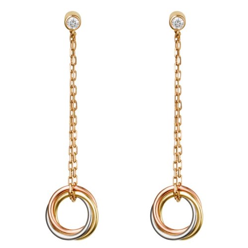 cartier/卡地亚 trinity 三色k金 钻石 长款 女士耳环 b8043300