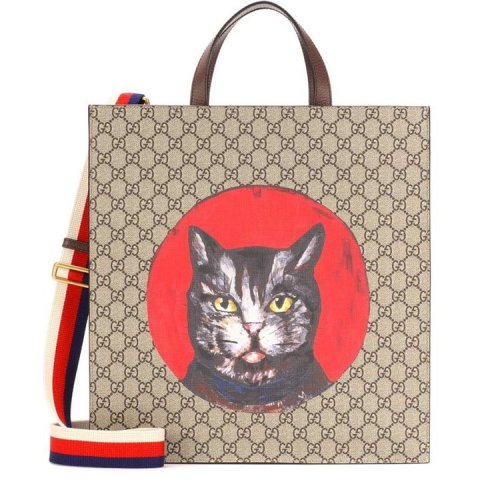 gucci/古驰18新款怒猫咪头像男士女士通用托特包单肩手提包 450950 9e