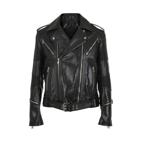 宝曼/balmain 19年春夏 拉链 男性 夹克 机车风 黑色 男士皮衣 rh1