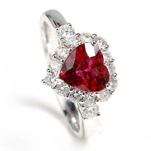 daisy fellowes/黛西法罗 18k金钻石红宝石戒指 心型彩宝女戒【定制款