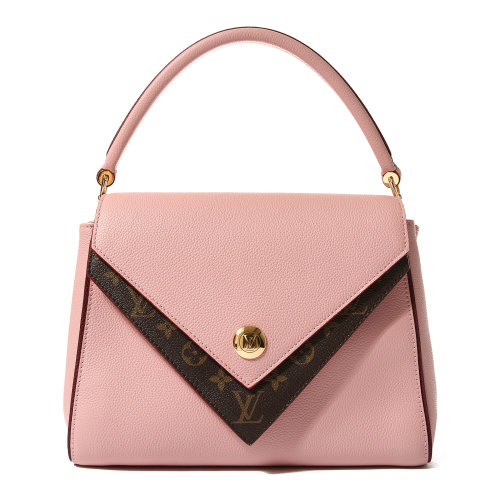 louis vuitton(路易威登) double v粉色皮质/老花色两用包