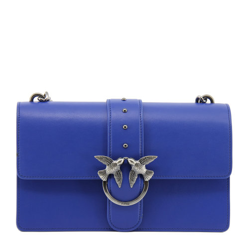 pinko/品高 新款女士经典双飞燕logo铆钉装饰蓝色单肩包 蓝色 均码