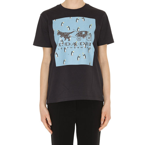 【18春夏】 coach/蔻驰 女士短袖t恤 棉 时尚 个性 黑色 2823