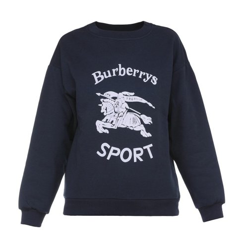 【包税】burberry/博柏利 女士经典复刻系列海军蓝平织运动衫针织衫