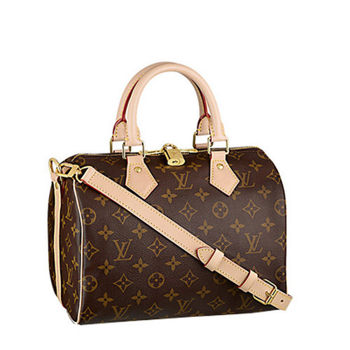 louis vuitton/路易威登 老花经典帆布speedy25女士两用手提包(配lv