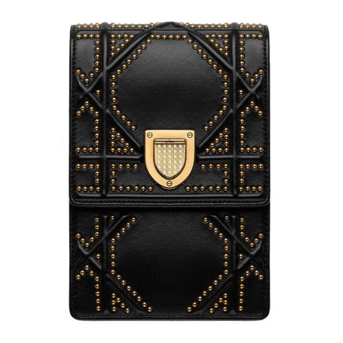 女士diorama黑色archicannage藤格纹图案小羊皮verticale相机包 链条