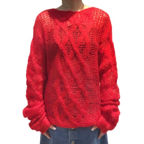 【包税】miumiu/缪缪【18秋冬】女士红色马海毛针织衫/毛衣 mml108 1