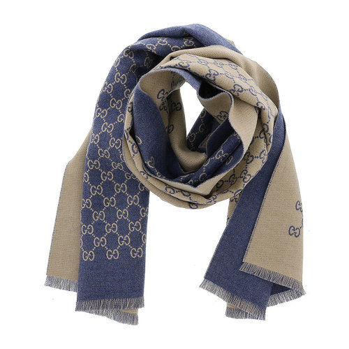 【gucci古驰 围巾】【包税】gucci/古驰 男士羊毛蓝色scarf/shawl
