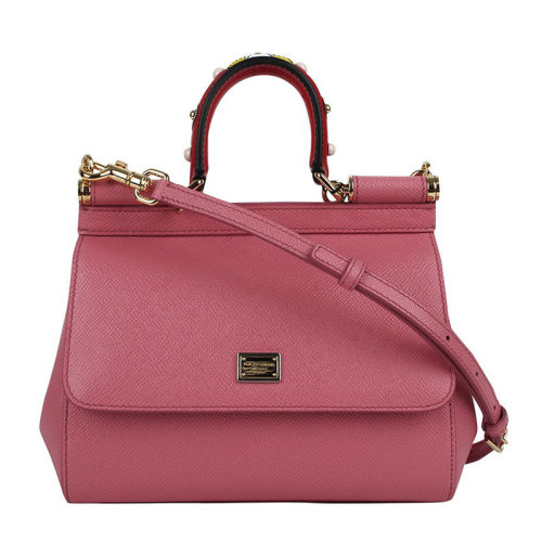 dolce&gabbana/杜嘉班纳女士sicily系列牛皮铆钉装饰小号手提包单肩包