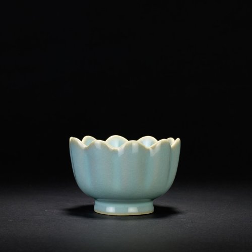 poa/浦 朱文立汝窑官窑天青釉莲花碗