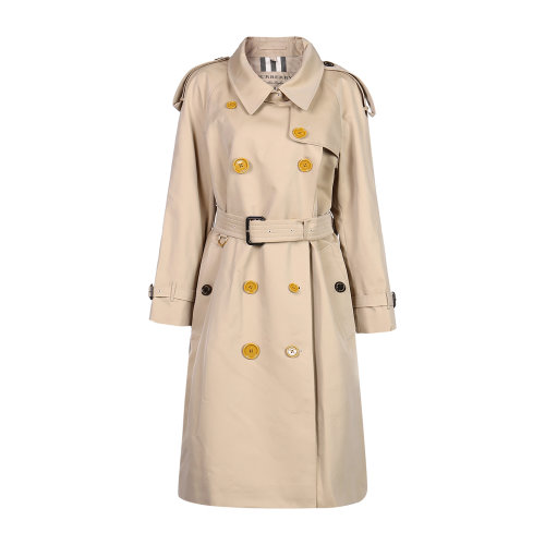 burberry/博柏利london系列纯棉经典双排扣设计长款女士风衣