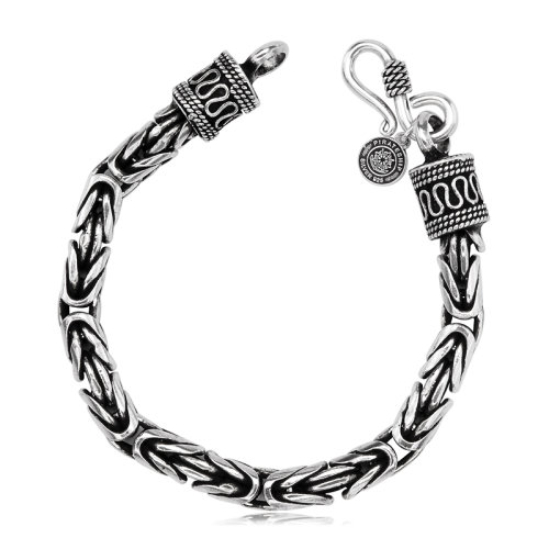 pirate ship/海盗船 s925银复古粗狂平安纹手链 33727