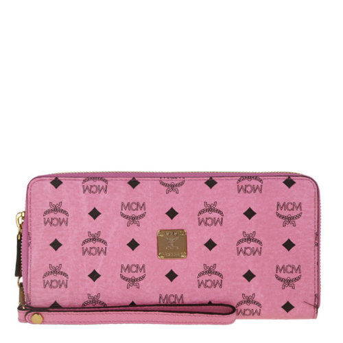 mcm/mcm 女士长款logo印花pvc拉链钱夹钱包myl5svc11粉红