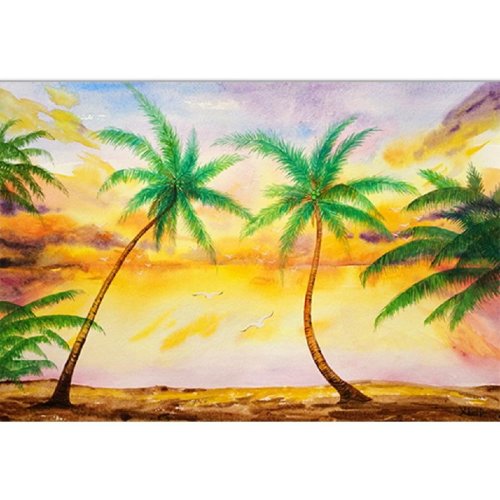吴小慧《夕阳下的海滩》/37x26cm/水彩