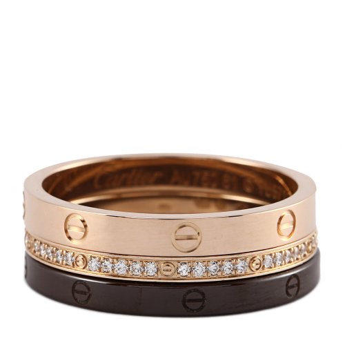 cartier(卡地亚) #love系列18k金陶瓷/三环镶钻戒指