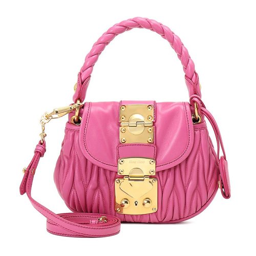 miumiu(缪缪) 玫红色皮质手提两用包