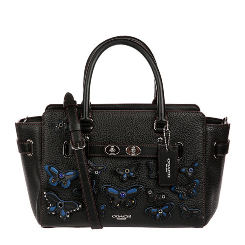 coach 蔻驰 女款黑色蝴蝶款皮质手提单肩斜挎包 f59361sv/bk