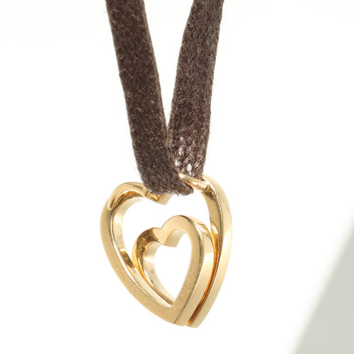 cartier(卡地亚) 18k金心形双环项链