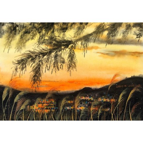 李容其《 夕阳》/37x25cm/水彩