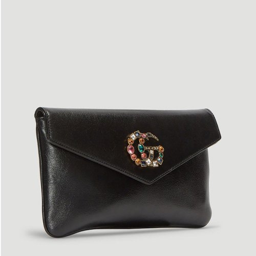 古驰/gucci 19年春夏 暗扣 logo 女包 手包 女性 gucci 信封包 黑色