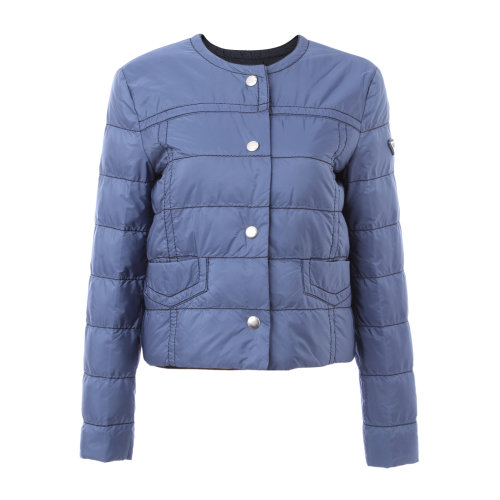 【17新品】prada/普拉达 女士羽绒服 纯色无领薄款按扣设计女士羽绒服