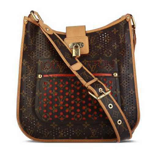 louisvuitton路易威登老花色镂空斜挎包