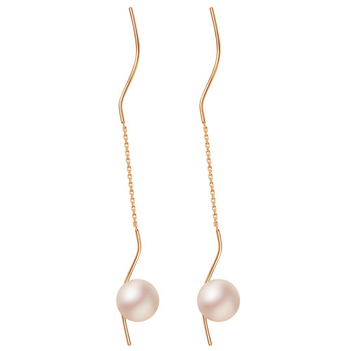 cloris/克劳瑞斯 18k金海水珍珠耳环 正圆 无暇 6.5-7mm 白色