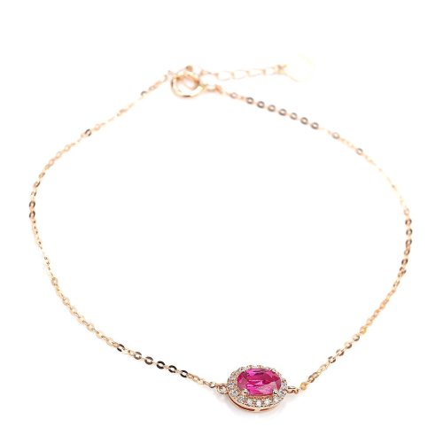 fellowes/黛西法罗 彩宝系列腕饰 女士18k金红宝石蛋面镶钻时尚手链