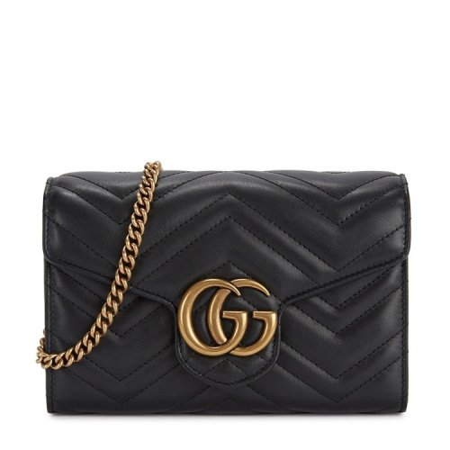 【19ss】gucci/古驰 gg marmont绗缝迷你手袋 皮革 斜挎 链条 信封 单