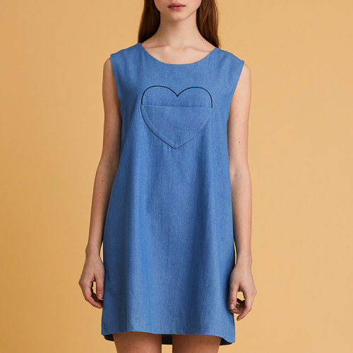 dear stalker popo系列蓝色无袖连衣裙