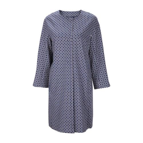 max mara/麦斯玛拉 weekend蓝色纯棉复古直身长款女士外套(大衣)