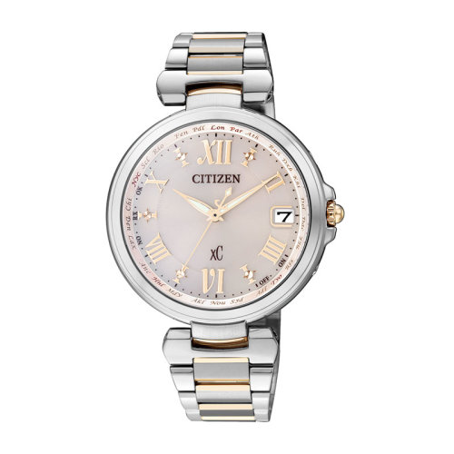 citizen/西铁城 光动能xc系列蓝宝石玻璃电波女表ec2004-54x