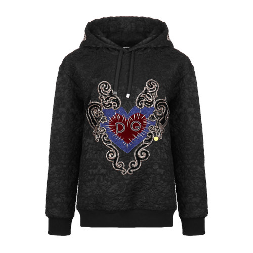 dolce&gabbana/杜嘉班纳女士连帽卫衣 f9a10z xh 黑色 意码40