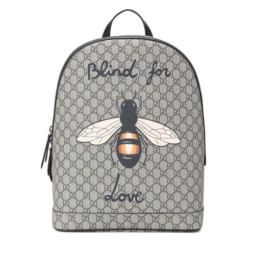 gucci/古驰 中性款式蜜蜂印花 gg涂层双肩包 419584 涂层帆布