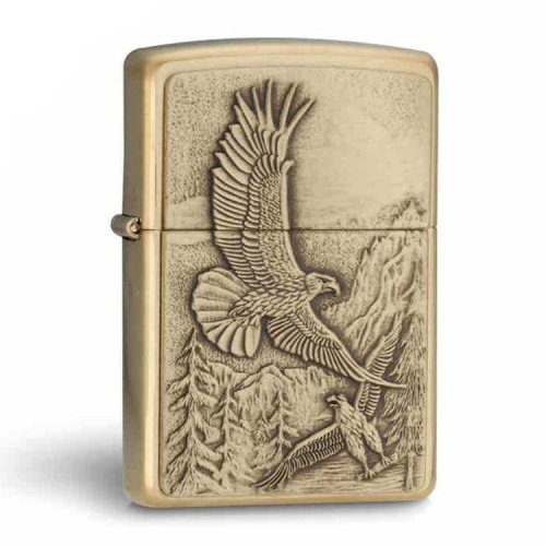 【定制】美国原装zippo打火机高山鹰拉丝纯铜徽章20854
