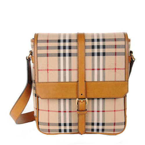 burberry/博柏利 男士卡其色格纹尼龙邮差包斜挎包 3934951 2160t-003