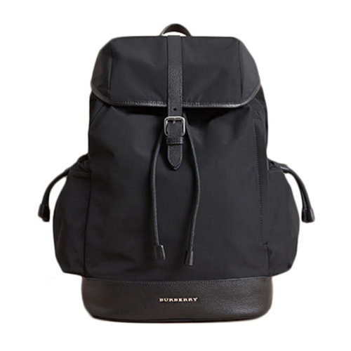 burberry 巴宝莉 男士皮革装饰时尚休闲双肩包黑色