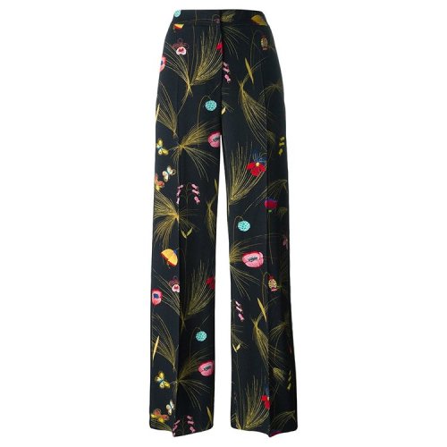 芬迪/fendi 18年秋冬 女性 高腰 阔腿裤 黑色 女士休闲裤 fr60419bf