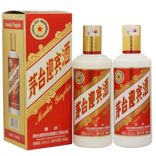 贵州茅台酒 43度茅台迎宾500ml酱香型白酒(新包装)赠43度迎宾200ml