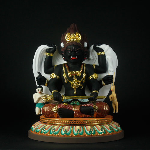 ouyue/瓯越 唐密忿怒大黑天尊清刀雕刻纯手工制作唐密木雕佛像【预售2