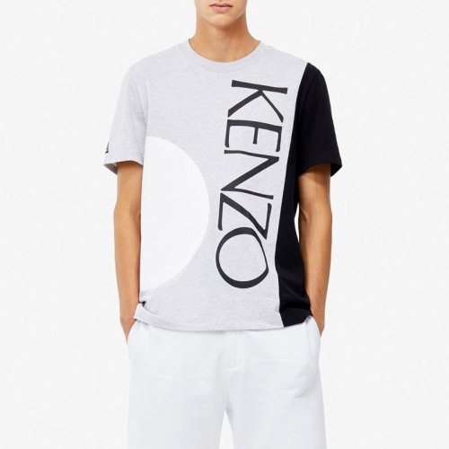 kenzo/高田贤三 浅灰色 棉质 拼色 男士短袖t恤 f955ts2044sg 94 ke