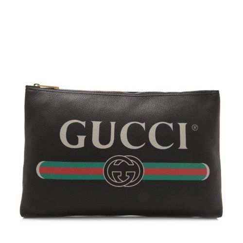 gucci/古驰中性白色print leather皮革手拿包5009840gcat8820黑色