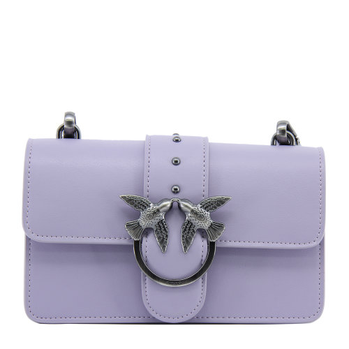 "瑕疵折扣" pinko/品高 女士新款经典双飞燕浅紫色牛皮燕子包/单肩包